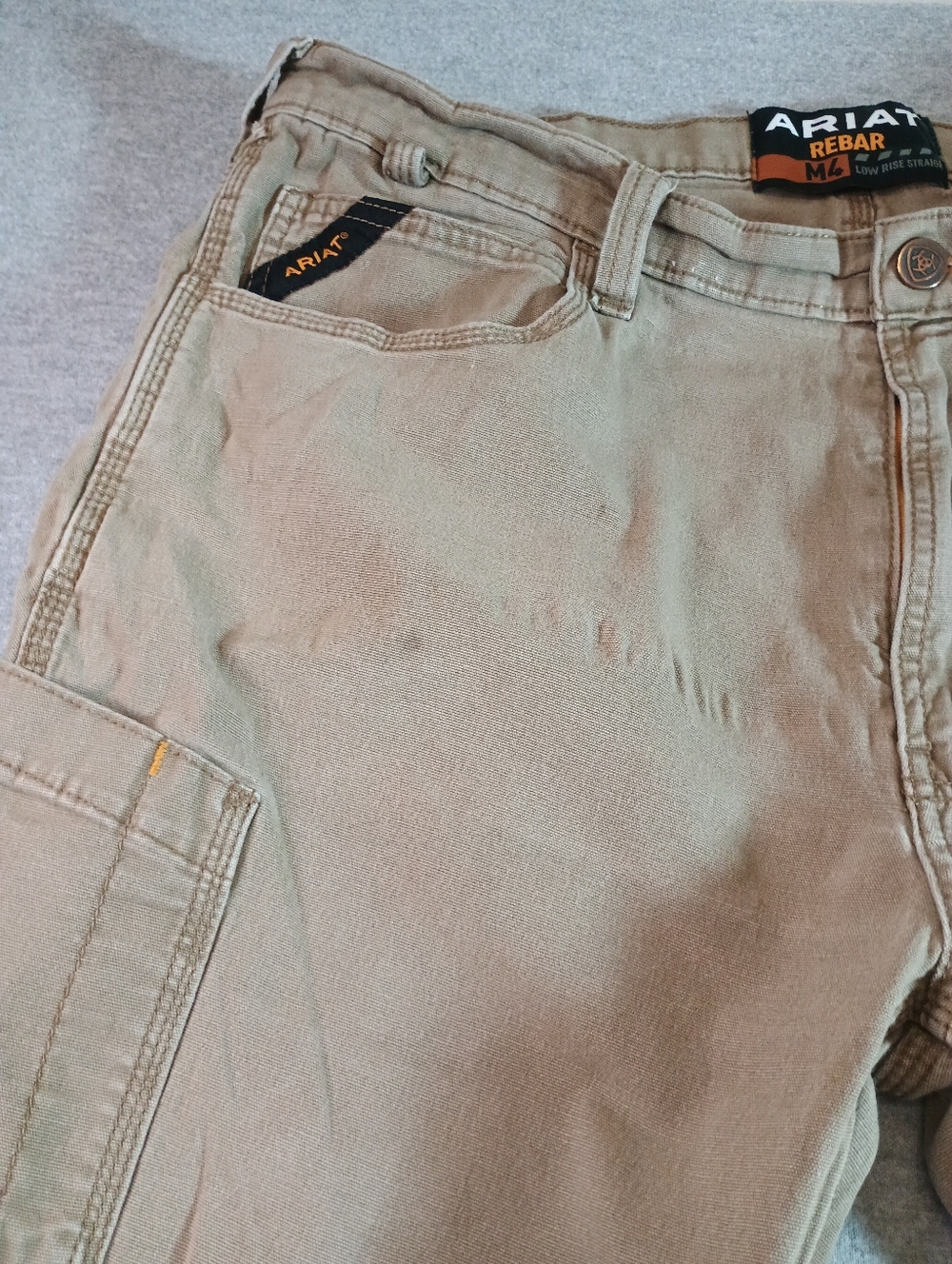 Ariat Mens Size 40 Khaki Carpenter Pants with Utility Pocket - Picture 5 of 10